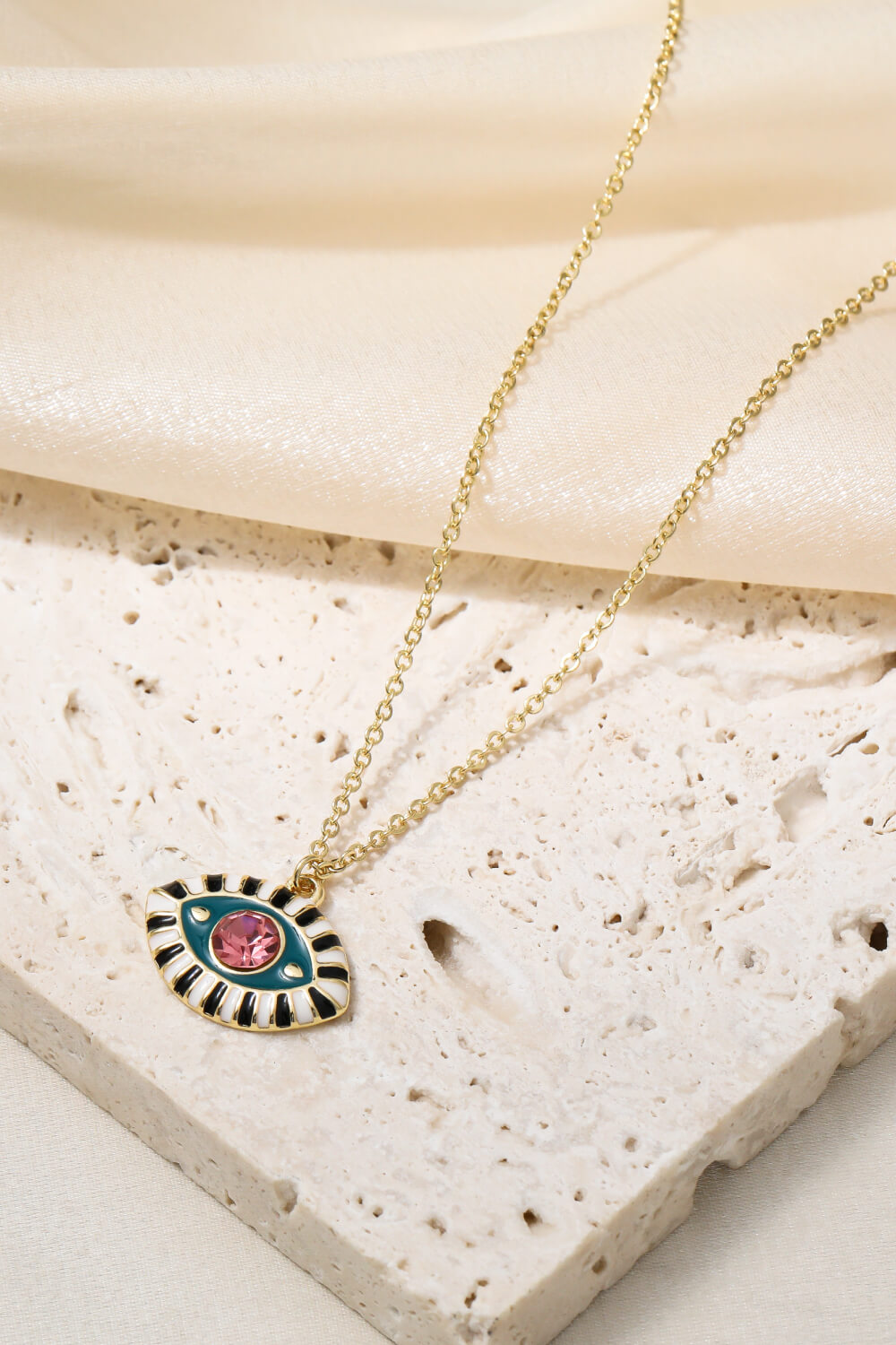 Evil Eye Pendant Gold Plated Chain Necklace