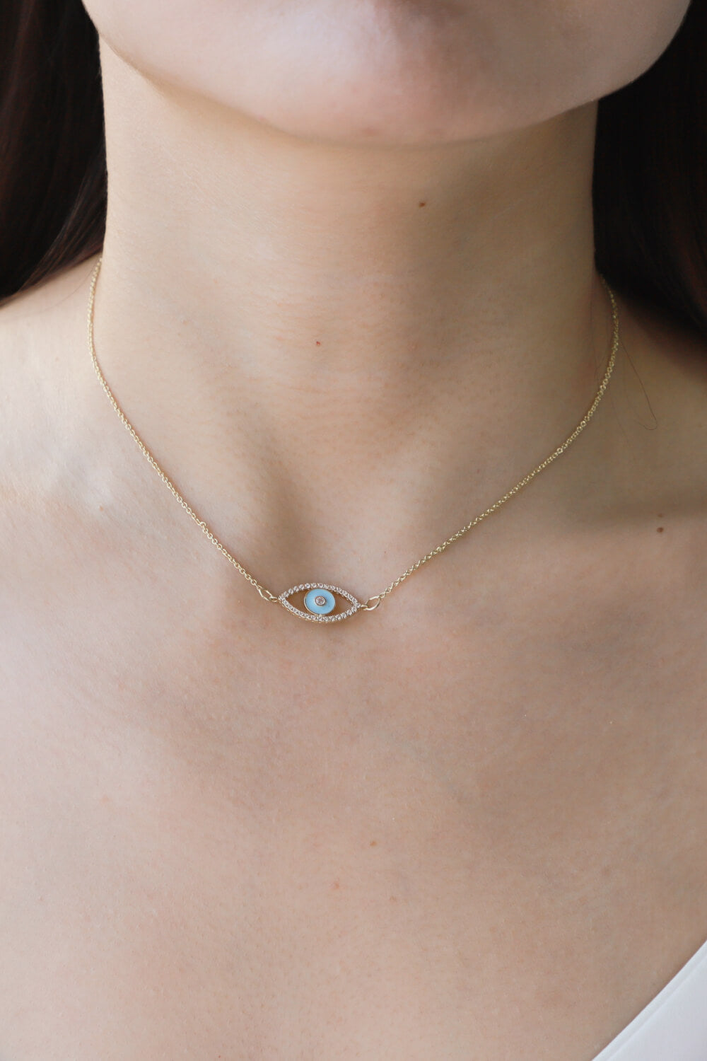 Evil Eye Pendant Gold Plated Chain Necklace