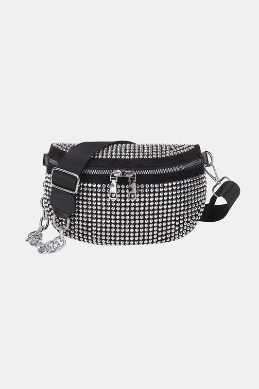 Rhinestone PU Leather Sling Bag