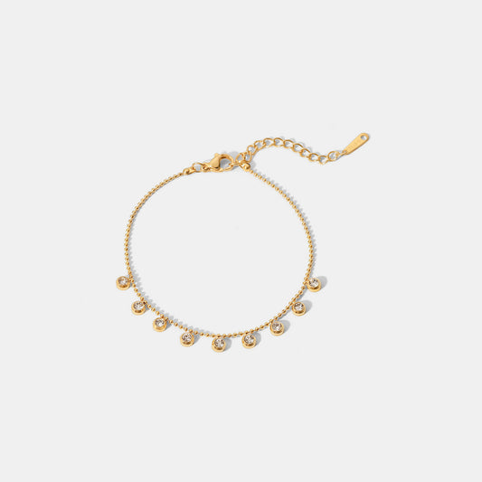 Zircon 18K Gold-Plated Stainless Steel Bracelet