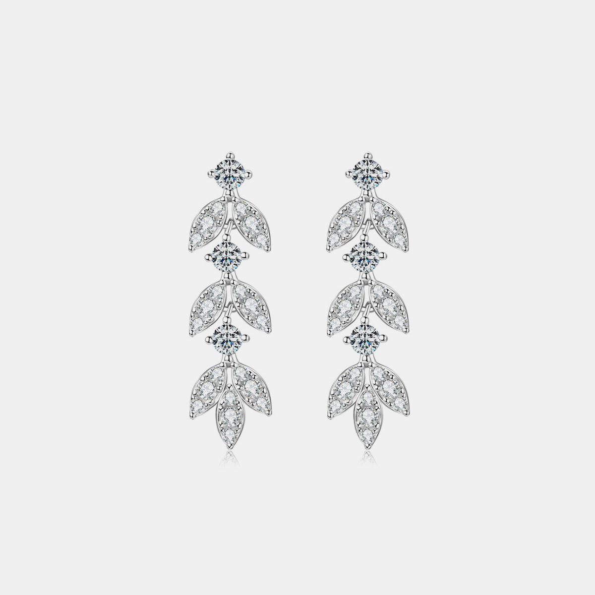 925 Sterling Silver Moissanite Leaf Earrings