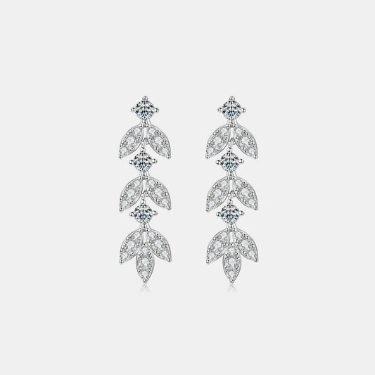 925 Sterling Silver Moissanite Leaf Earrings